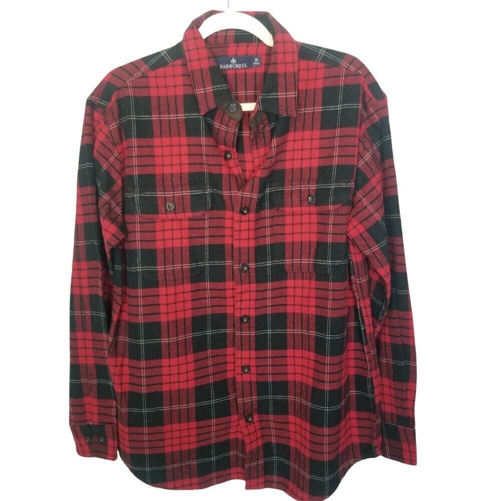 Rainforest Mens Plaid Flannel Shirt M Gorpcore Outdoor Utility Workwear Granola